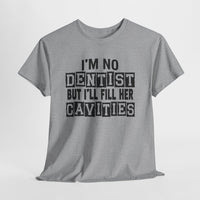 Gray t-shirt with humorous text design on a white background