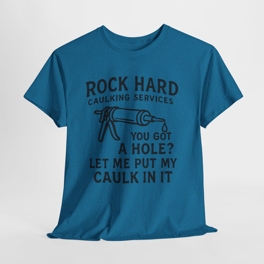 Blue t-shirt with humorous text and graphic on a white background